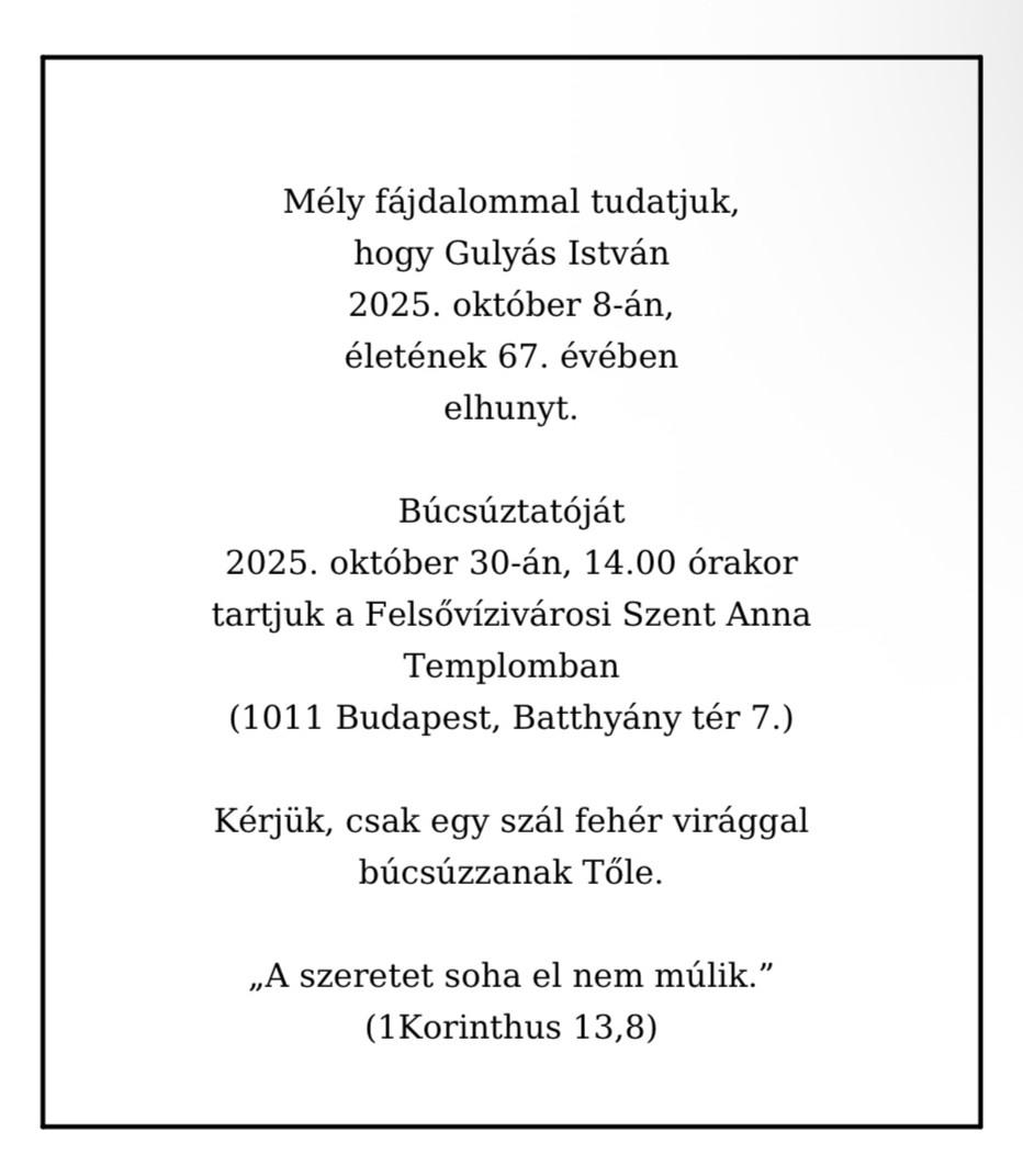 Gulyas Istvan Bucsuztato Uj